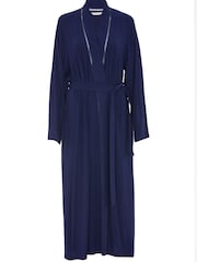 Cyberjammies Blue Nora Rose Lace Detail Jersey Long Sleeve Long Dressing Gown - Image 4 of 4
