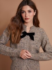 Another Sunday Bow Detail Textured Detail Knit Jumper - Image 1 of 7