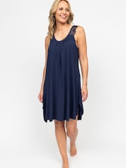 Cyberjammies Blue Nora Rose Lace Detail Jersey Swing Long Nightdress - Image 1 of 4