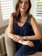 Cyberjammies Blue Nora Rose Lace Detail Jersey Swing Long Nightdress - Image 3 of 4