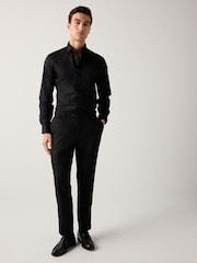 Black Regular Fit Easy Care Textured Single Cuff Smart Shirt - Image 2 of 8