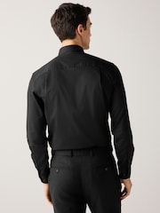 Black Regular Fit Easy Care Textured Single Cuff Smart Shirt - Image 3 of 8