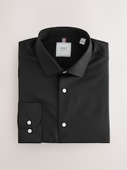 Black Regular Fit Easy Care Textured Single Cuff Smart Shirt - Image 6 of 8