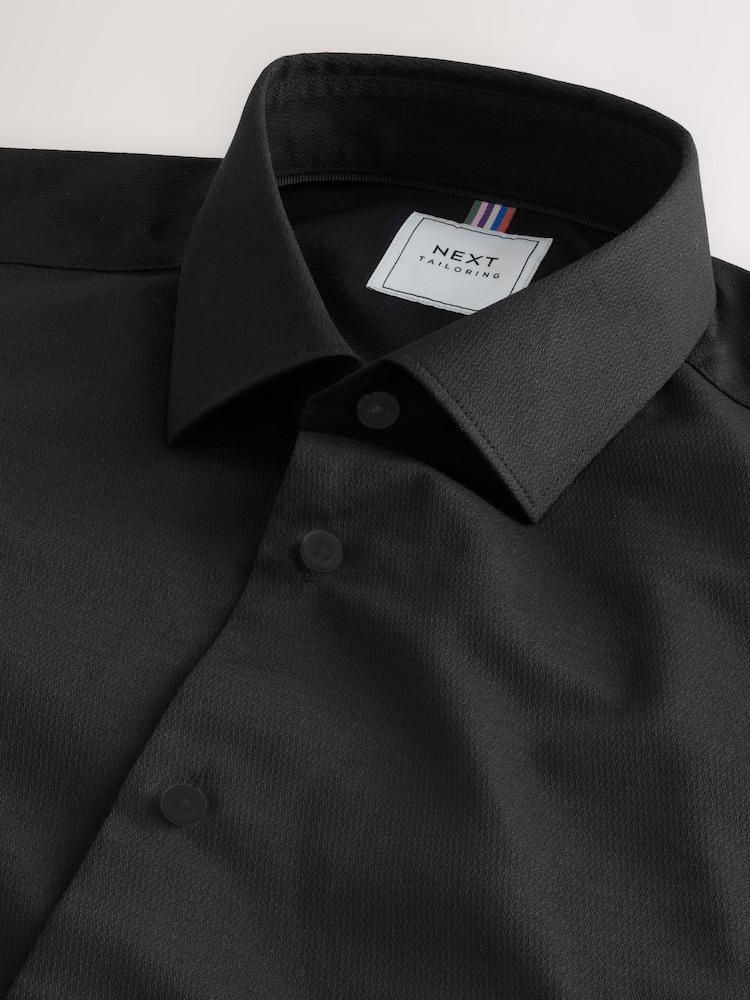 Black Regular Fit Easy Care Textured Single Cuff Smart Shirt - Image 5 of 5 Black Regular Fit Easy Care Textured Single Cuff Smart Shirt - Image 5 of 5