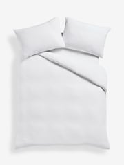 White Fleece Crinkle Muslin Duvet Cover and Pillowcase Set - Image 6 of 8
