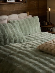 Green Aspen Faux Fur Duvet Cover and Pillowcases Set - Image 2 of 4