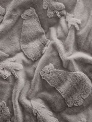 Grey Polar Bear Christmas Faux Fur Icons Duvet Cover and Pillowcase Set - Image 3 of 4