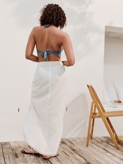 Ecru with Embroidered Trim Maxi Sarong - Image 3 of 6