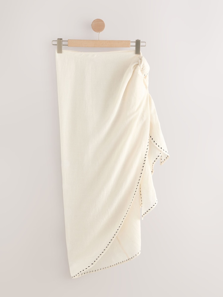 Ecru with Embroidered Trim Maxi Sarong - Image 6 of 6