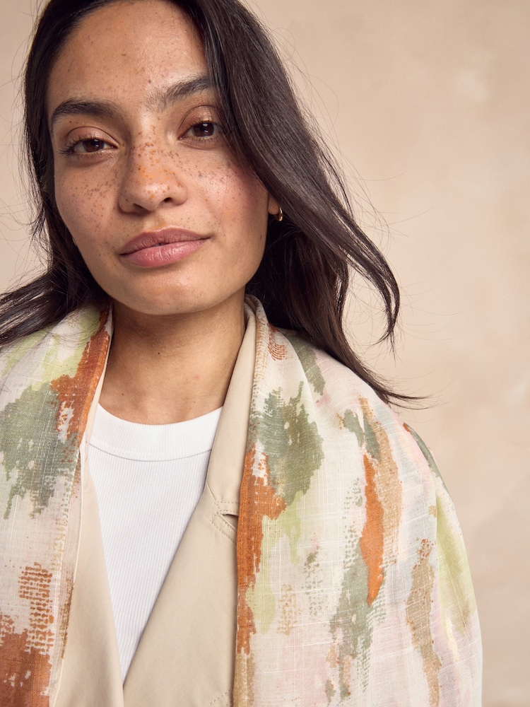 Pastel Print with Gold Foil Lightweight Scarf - Image 6 of 8