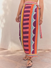 Multi Bright Stripe Maxi Length Sarong - Image 1 of 7