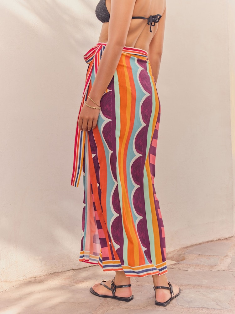Multi Bright Stripe Maxi Length Sarong - Image 2 of 7