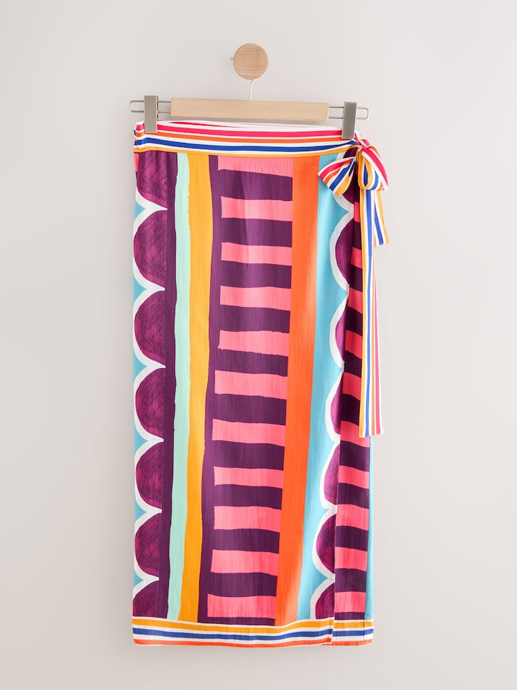 Multi Bright Stripe Maxi Length Sarong - Image 1 of 3