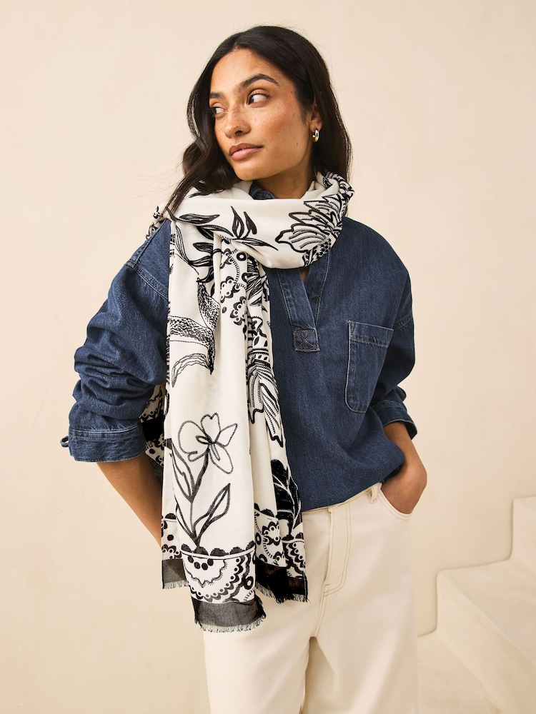 Black/White Lightweight Scarf - Image 1 of 6
