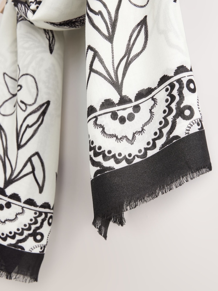 Black/White Lightweight Scarf - Image 6 of 6