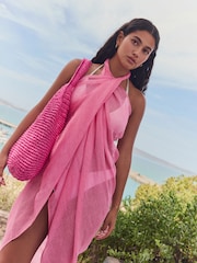 Pink Linen Scarf - Image 2 of 8