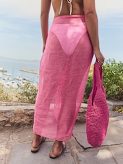 Pink Linen Scarf - Image 3 of 8
