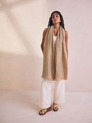 Stone Linen Lightweight 100% Linen Scarf - Image 1 of 10