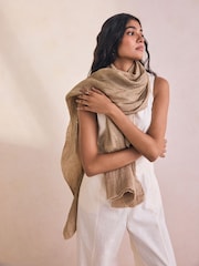 Stone Linen Lightweight 100% Linen Scarf - Image 2 of 10
