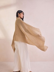 Stone Linen Lightweight 100% Linen Scarf - Image 4 of 10