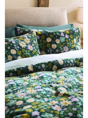 Blue Floral Faux Fur Duvet Cover and Pillowcase Set - Image 2 of 4