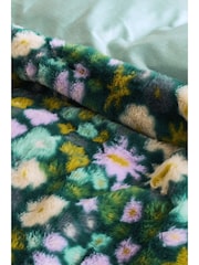 Blue Floral Faux Fur Duvet Cover and Pillowcase Set - Image 3 of 4