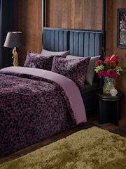 Purple Leopard Print Faux Fur Duvet Cover and Pillowcase Set - Image 2 of 6