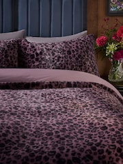 Purple Leopard Print Faux Fur Duvet Cover and Pillowcase Set - Image 3 of 6