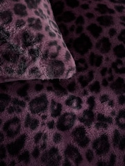 Purple Leopard Print Faux Fur Duvet Cover and Pillowcase Set - Image 4 of 6