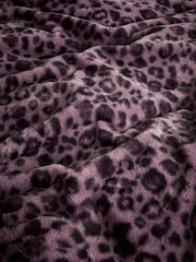 Purple Leopard Print Faux Fur Duvet Cover and Pillowcase Set - Image 5 of 6