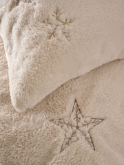Christmas Embroidered Faux Fur Duvet Cover and Pillowcase Set - Slika 5 iz 5