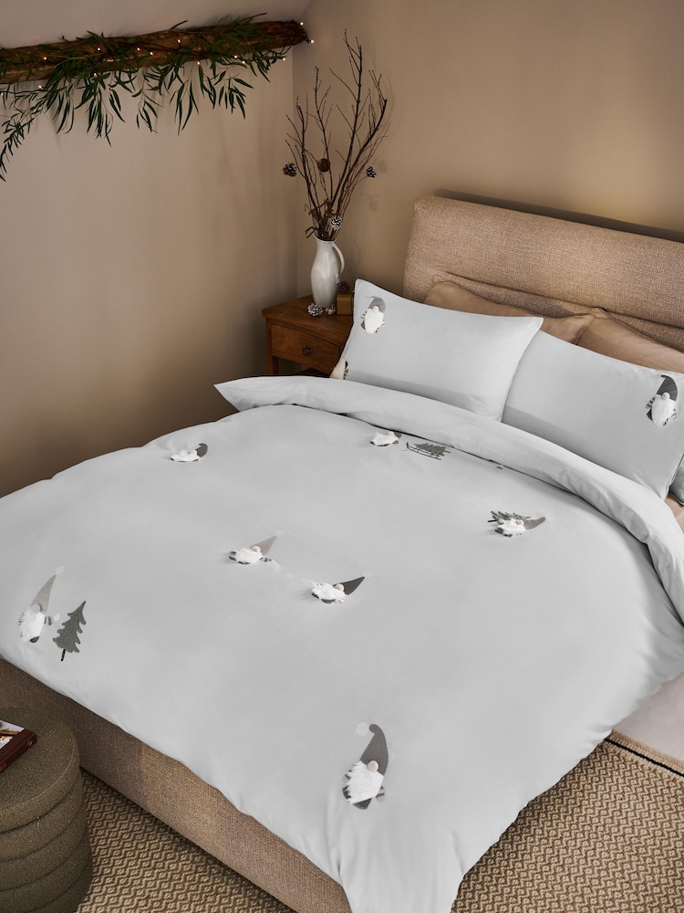 Grey Christmas Gonk Tufted Duvet Cover and Pillowcase Set - Image 10 of 10 Grey Christmas Gonk Tufted Duvet Cover and Pillowcase Set - Image 10 of 10