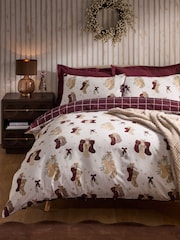 Natural Christmas Brushed Reversible Duvet Cover and Pillowcase Set - Image 1 of 5