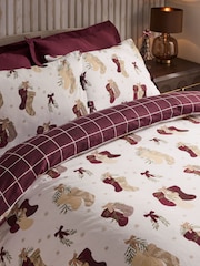 Natural Christmas Brushed Reversible Duvet Cover and Pillowcase Set - Image 2 of 5