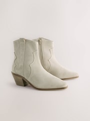 Neutral Grey Standard/Wide Fit Forever Comfort® Leather Ankle Cowboy Boots - Image 1 of 5