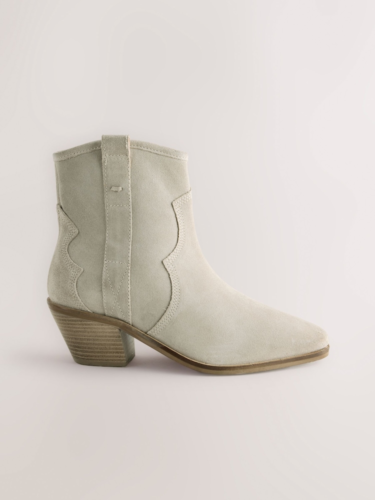 Neutral Grey Standard/Wide Fit Forever Comfort® Leather Ankle Cowboy Boots - Image 2 of 5