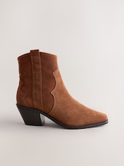 Tan Brown Standard/Wide Fit Forever Comfort® Leather Ankle Cowboy Boots - Image 2 of 5