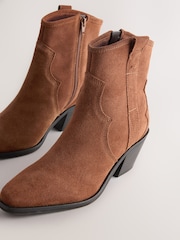 Tan Brown Standard/Wide Fit Forever Comfort® Leather Ankle Cowboy Boots - Image 4 of 5
