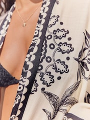 Black/White Short Kimono Cover-Up - Image 6 of 10