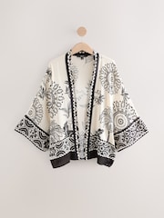 Black/White Short Kimono Cover-Up - Image 8 of 10