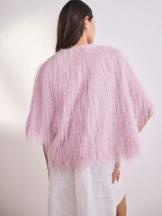 Pink Cropped Feather Look Cover-Up - Image 3 of 9