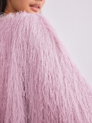 Pink Cropped Feather Look Cover-Up - Image 5 of 9