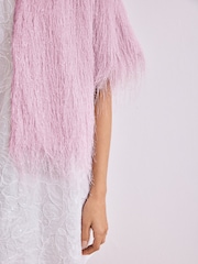Pink Cropped Feather Look Cover-Up - Image 6 of 9
