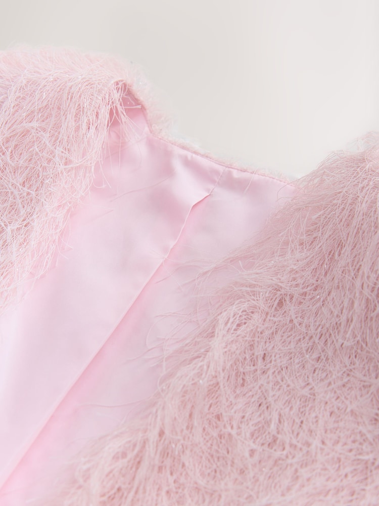Pink Cropped Feather Look Cover-Up - Image 9 of 9