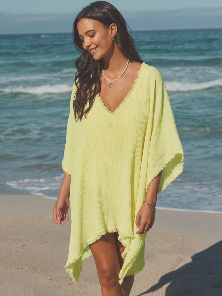 Lime Green Double Cloth 100% Cotton Cover-Up - Image 1 of 3