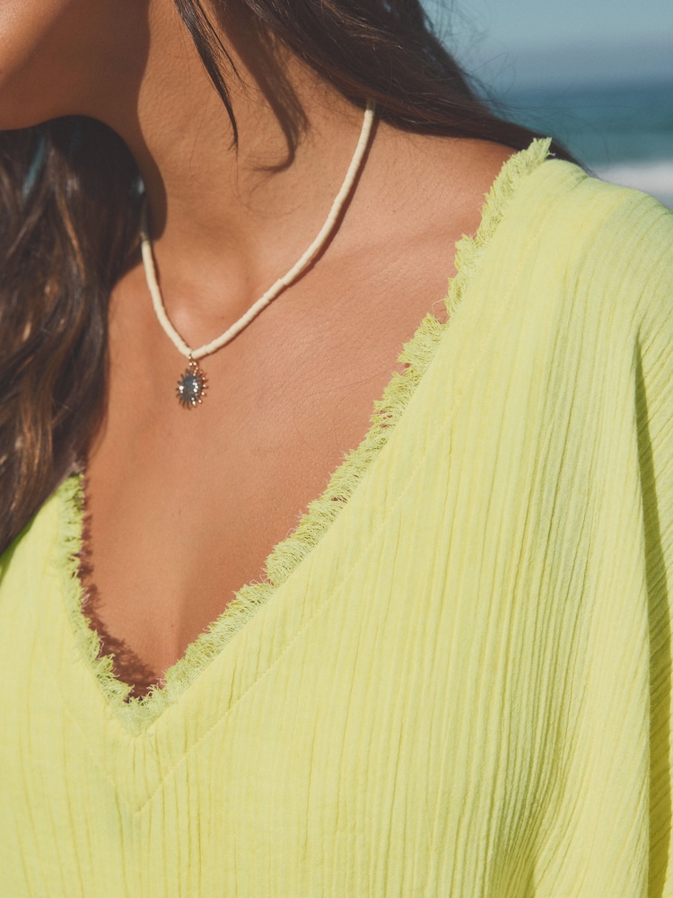 Lime Green Double Cloth 100% Cotton Cover-Up - Image 3 of 3