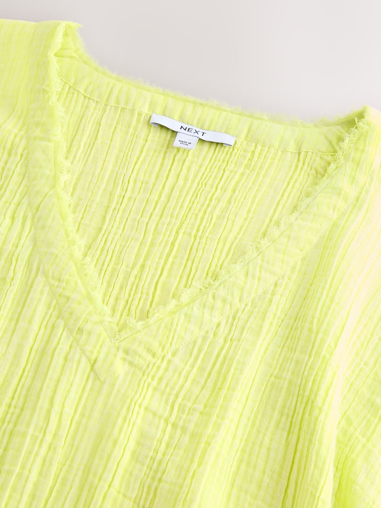 Lime Green Double Cloth 100% Cotton Cover-Up - Image 5 of 6