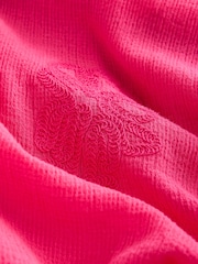 Pink Cornelli Detail Tie Waist 100% Cotton Maxi Kimono - Image 7 of 8