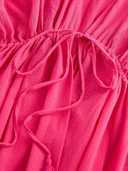 Pink Cornelli Detail Tie Waist 100% Cotton Maxi Kimono - Image 8 of 8