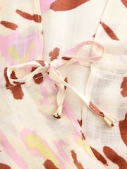 Blurred Animal Print Longline Tie Waist Kimono Cover-Up - Image 7 of 7